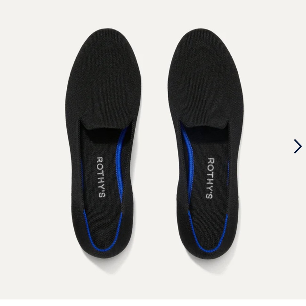 Rothy's Black Flats with Blue Accent